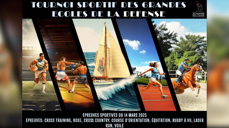 Affiche du Tournoi sportif des grandes écoles de la Défense 2025 Affiche du Tournoi sportif des grandes écoles de la Défense 2025