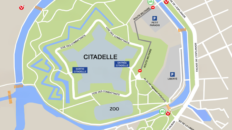 Plan d'accès à la citadelle de Lille