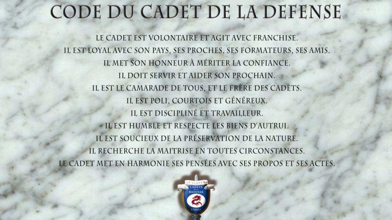 Code du cadet de la défense de l'ENSOA