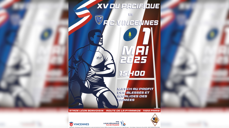 Affiche du match de rugby du groupement de recrutement de la Légion étrangère Affiche du match de rugby du groupement de recrutement de la Légion étrangère
