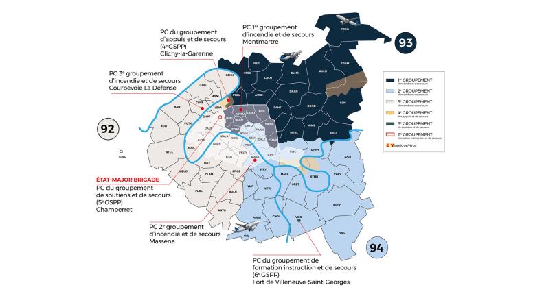 Carte de l'organisation de la BSPP