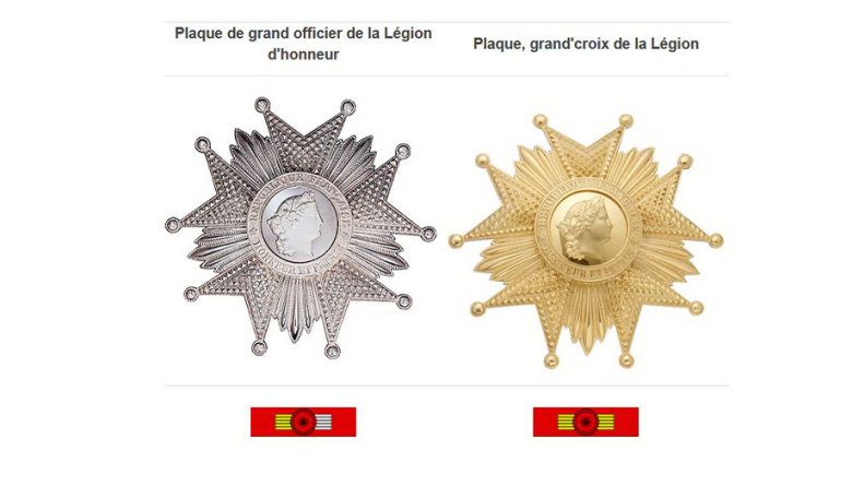 Plaque de la légion d'honneur grand croix et barrettes