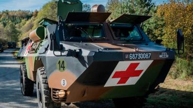 Véhicule de l’avant blindé sanitarisé (VAB SAN) à l’entraînement