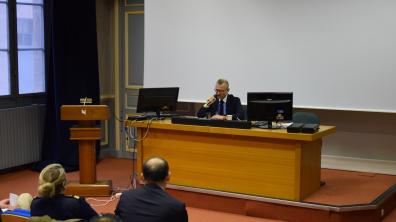 Le général (2s) Dufilhol lors d'une conférence de la DSOD