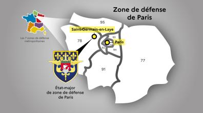 Carte de la zone de défense de Paris.