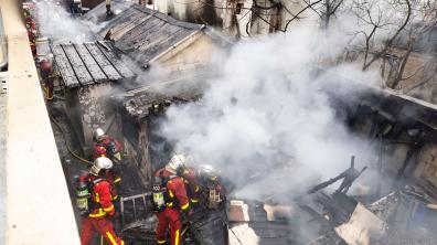 Feu de pavillon à Aubervilliers (93)